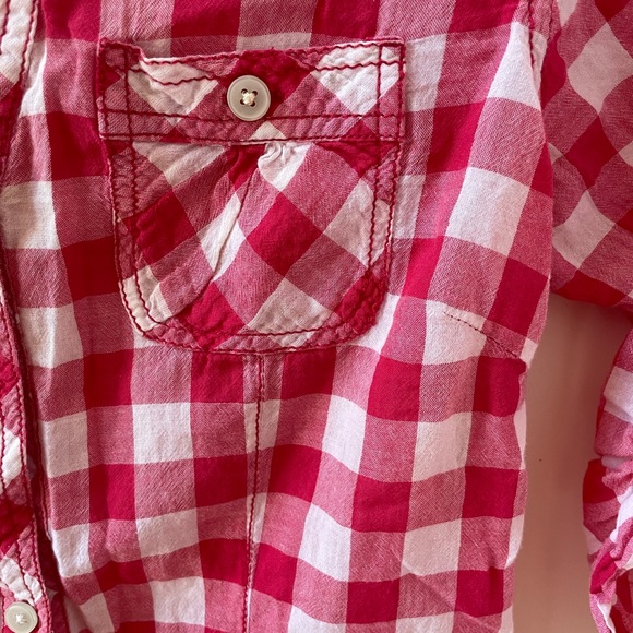 Red plaid button down shirt with pocket - Picture 5 of 8